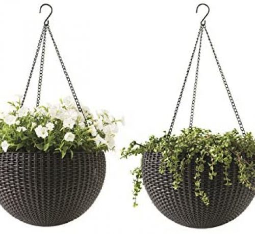 Round Resin Ratten Plant Hangers By Keter